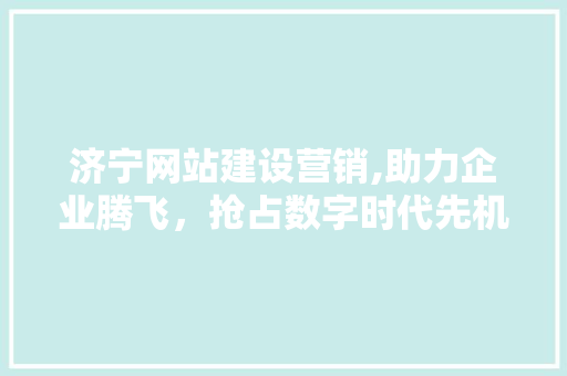 济宁网站建设营销,助力企业腾飞，抢占数字时代先机