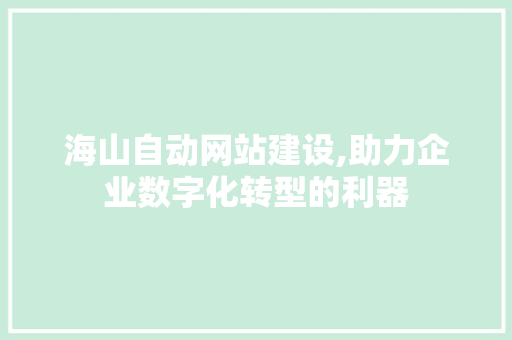 海山自动网站建设,助力企业数字化转型的利器