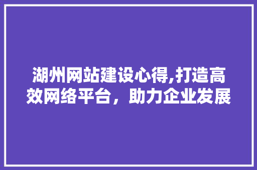 湖州网站建设心得,打造高效网络平台，助力企业发展