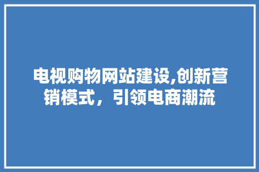 电视购物网站建设,创新营销模式，引领电商潮流