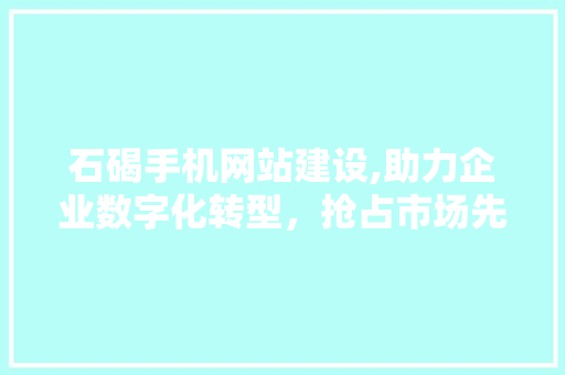石碣手机网站建设,助力企业数字化转型，抢占市场先机