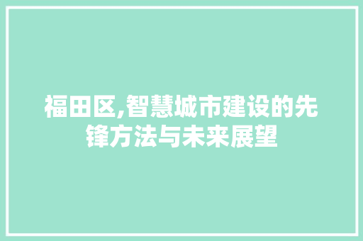 福田区,智慧城市建设的先锋方法与未来展望