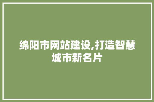 绵阳市网站建设,打造智慧城市新名片