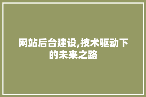 网站后台建设,技术驱动下的未来之路