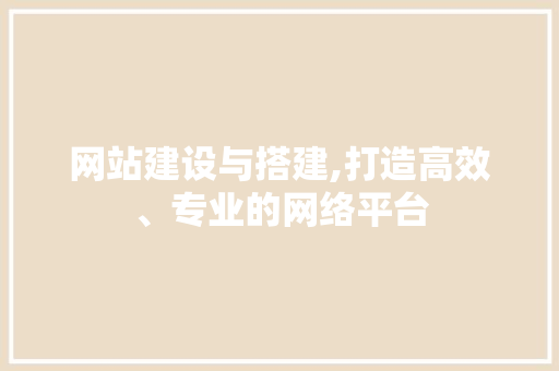 网站建设与搭建,打造高效、专业的网络平台