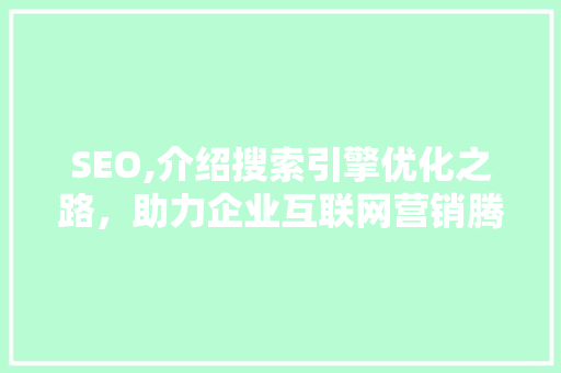 SEO,介绍搜索引擎优化之路，助力企业互联网营销腾飞