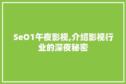 SeO1午夜影视,介绍影视行业的深夜秘密