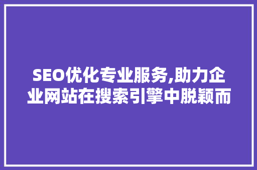 SEO优化专业服务,助力企业网站在搜索引擎中脱颖而出