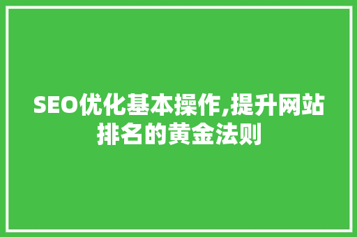 SEO优化基本操作,提升网站排名的黄金法则