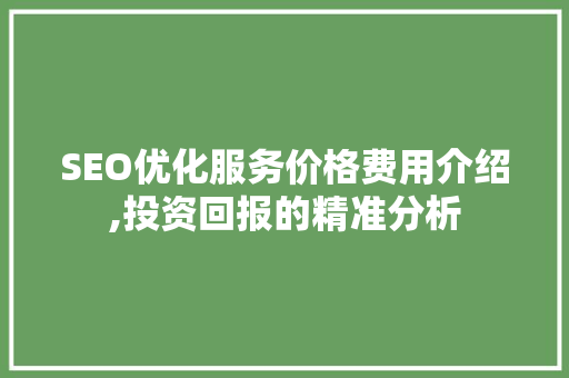 SEO优化服务价格费用介绍,投资回报的精准分析