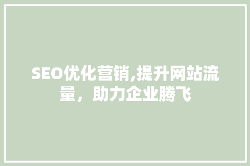 SEO优化营销,提升网站流量，助力企业腾飞