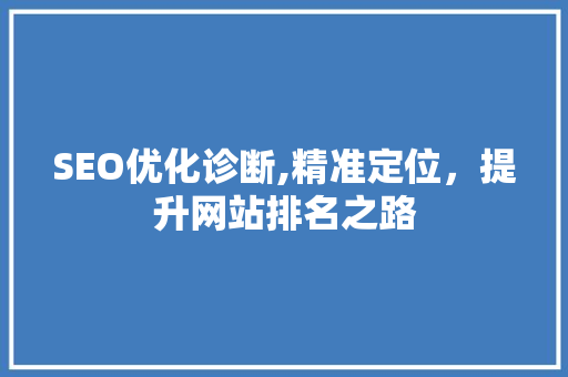 SEO优化诊断,精准定位，提升网站排名之路