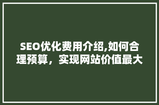 SEO优化费用介绍,如何合理预算，实现网站价值最大化