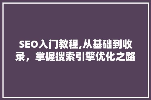 SEO入门教程,从基础到收录，掌握搜索引擎优化之路