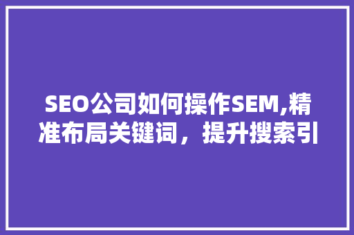 SEO公司如何操作SEM,精准布局关键词，提升搜索引擎排名