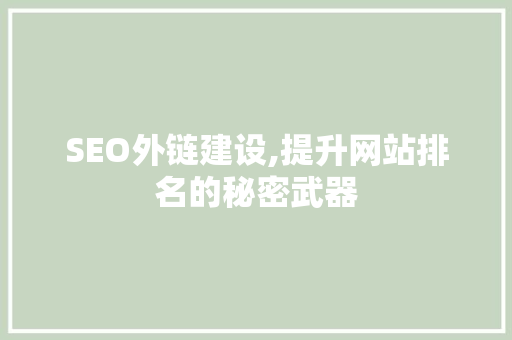 SEO外链建设,提升网站排名的秘密武器