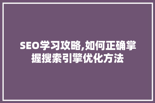 SEO学习攻略,如何正确掌握搜索引擎优化方法