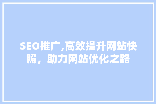 SEO推广,高效提升网站快照，助力网站优化之路