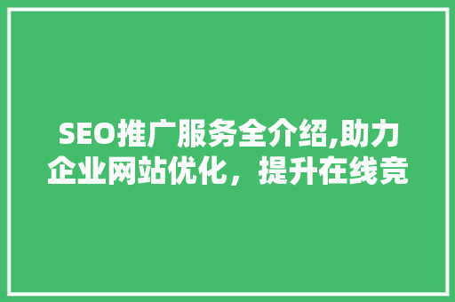 SEO推广服务全介绍,助力企业网站优化，提升在线竞争力