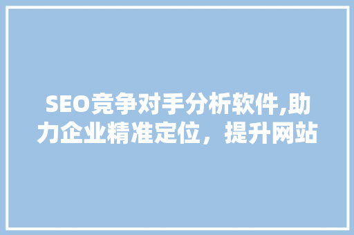 SEO竞争对手分析软件,助力企业精准定位，提升网站排名