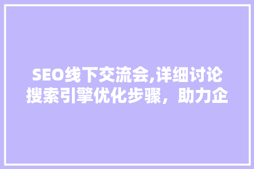 SEO线下交流会,详细讨论搜索引擎优化步骤，助力企业提升网络竞争力
