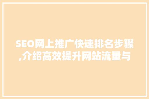 SEO网上推广快速排名步骤,介绍高效提升网站流量与排名的方法