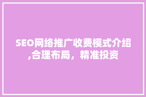 SEO网络推广收费模式介绍,合理布局，精准投资