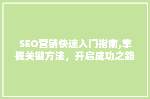SEO营销快速入门指南,掌握关键方法，开启成功之路