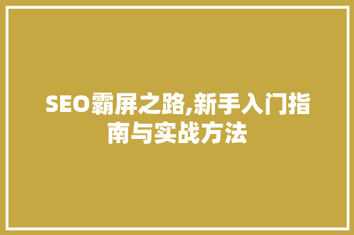 SEO霸屏之路,新手入门指南与实战方法