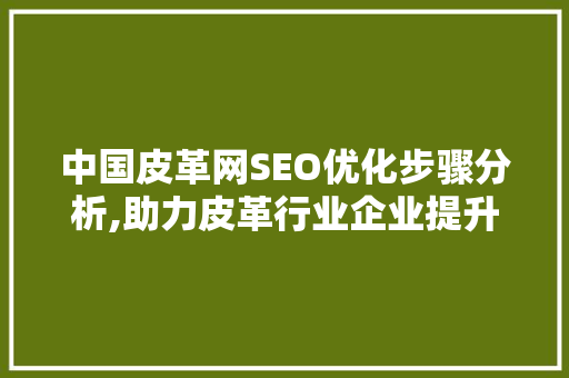 中国皮革网SEO优化步骤分析,助力皮革行业企业提升网络竞争力