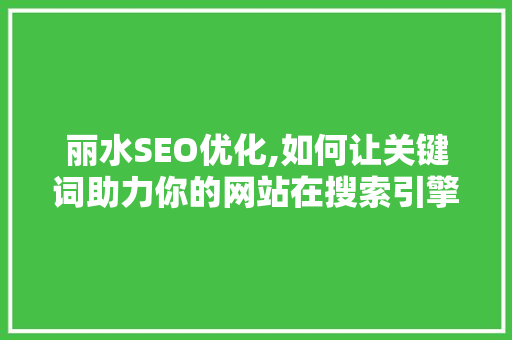 丽水SEO优化,如何让关键词助力你的网站在搜索引擎中脱颖而出