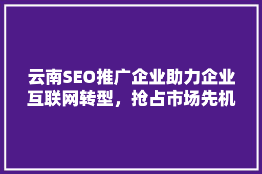 云南SEO推广企业助力企业互联网转型，抢占市场先机