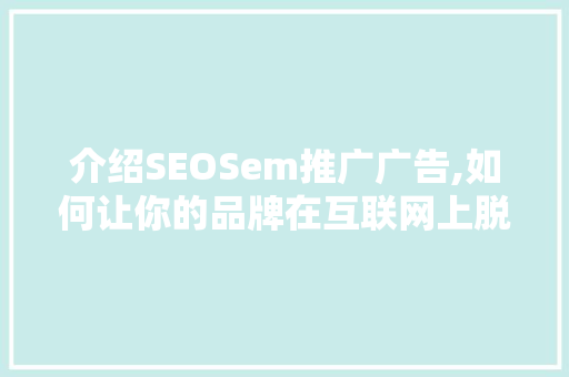 介绍SEOSem推广广告,如何让你的品牌在互联网上脱颖而出