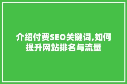 介绍付费SEO关键词,如何提升网站排名与流量
