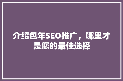 介绍包年SEO推广，哪里才是您的最佳选择
