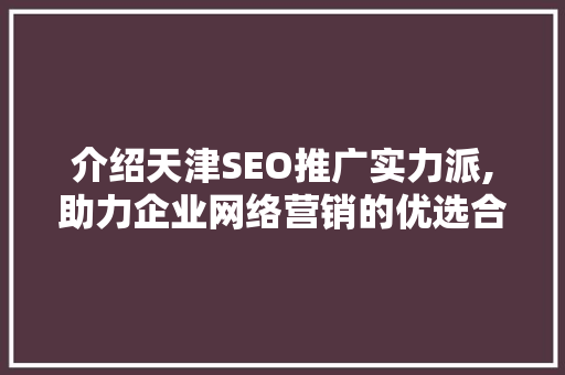 介绍天津SEO推广实力派,助力企业网络营销的优选合作伙伴