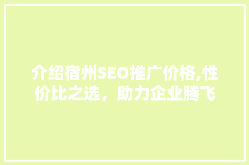 介绍宿州SEO推广价格,性价比之选，助力企业腾飞