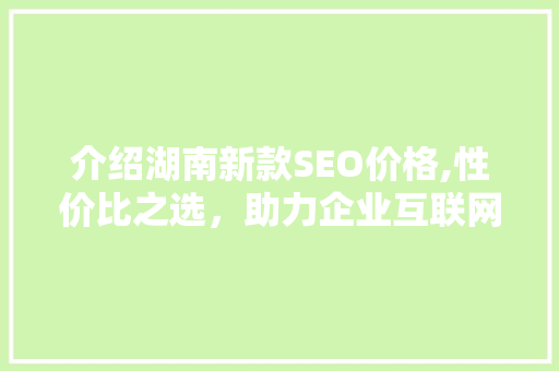 介绍湖南新款SEO价格,性价比之选，助力企业互联网营销