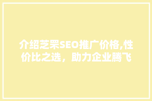 介绍芝罘SEO推广价格,性价比之选，助力企业腾飞