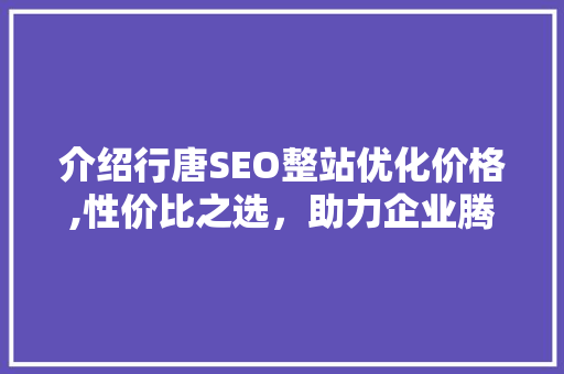 介绍行唐SEO整站优化价格,性价比之选，助力企业腾飞