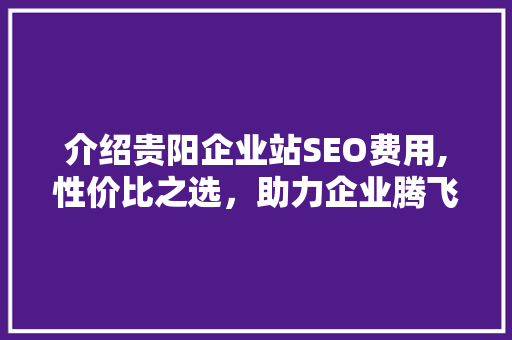介绍贵阳企业站SEO费用,性价比之选，助力企业腾飞