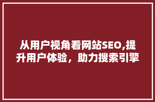从用户视角看网站SEO,提升用户体验，助力搜索引擎优化