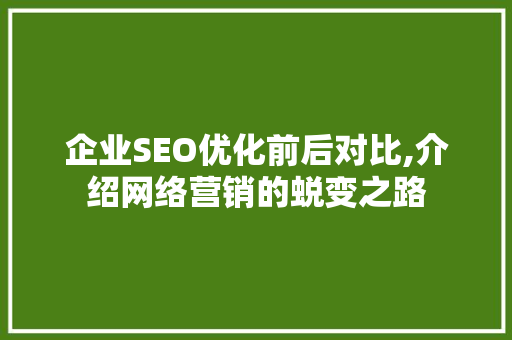 企业SEO优化前后对比,介绍网络营销的蜕变之路