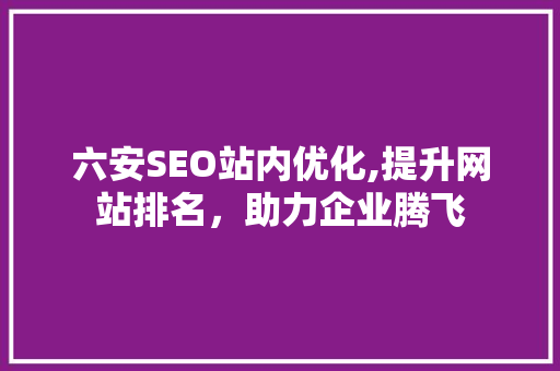 六安SEO站内优化,提升网站排名，助力企业腾飞