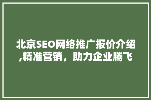 北京SEO网络推广报价介绍,精准营销，助力企业腾飞