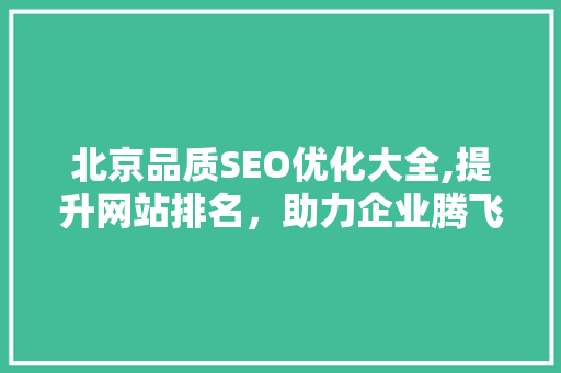 北京品质SEO优化大全,提升网站排名，助力企业腾飞