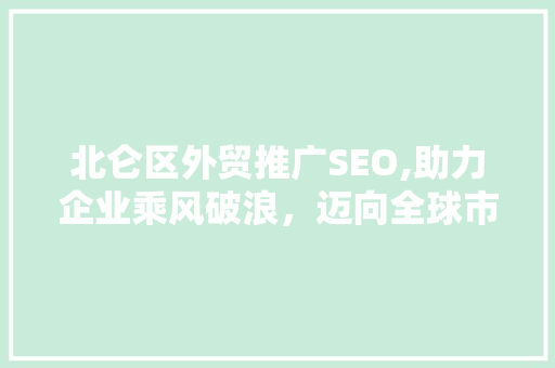 北仑区外贸推广SEO,助力企业乘风破浪，迈向全球市场