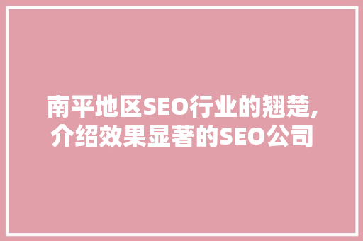 南平地区SEO行业的翘楚,介绍效果显著的SEO公司