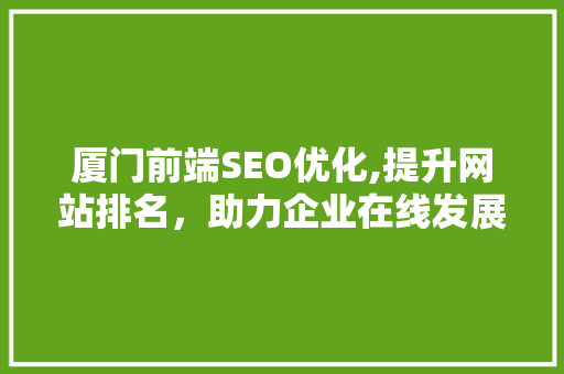 厦门前端SEO优化,提升网站排名，助力企业在线发展