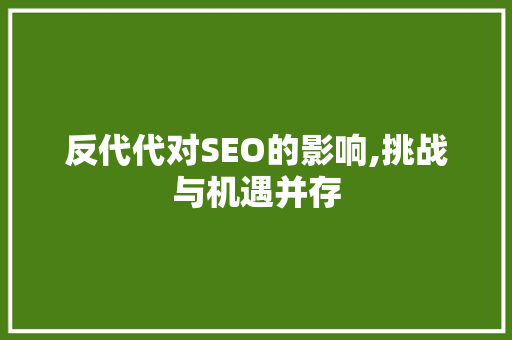 反代代对SEO的影响,挑战与机遇并存
